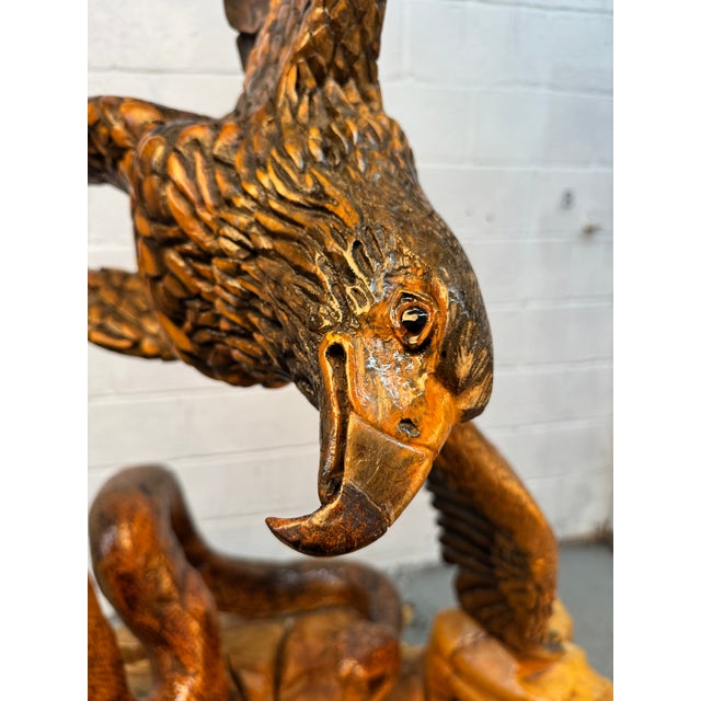 2020s Hand-Carved Eagle & Serpent Wood Sculpture For Sale - Image 5 of 17