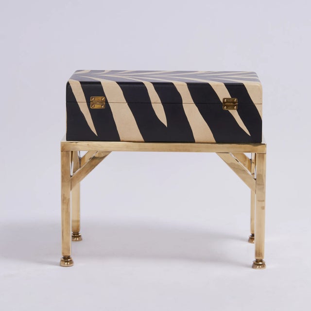 Pair of Vintage British Colonial Style Faux Zebra Boxes on Stands For Sale - Image 4 of 12