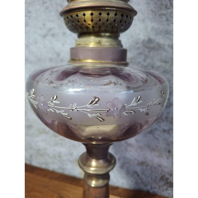 Napoleon III Oil Lamp in Griotte Red Marble and Amethyst Glass For Sale - Image 3 of 9