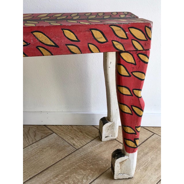 1970s Folk Art Hand Crafted Wooden Cat Side Table Chairish