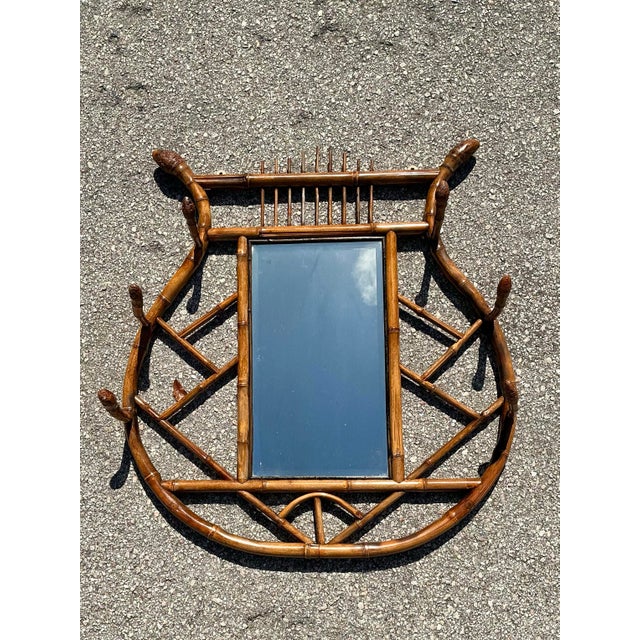 Vintage Tortoise Bamboo Hall Mirror For Sale - Image 11 of 12