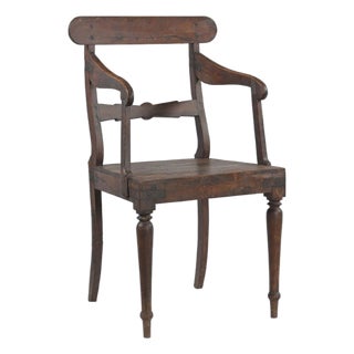 Vintage Anglo-Indian Teakwood Armchair For Sale