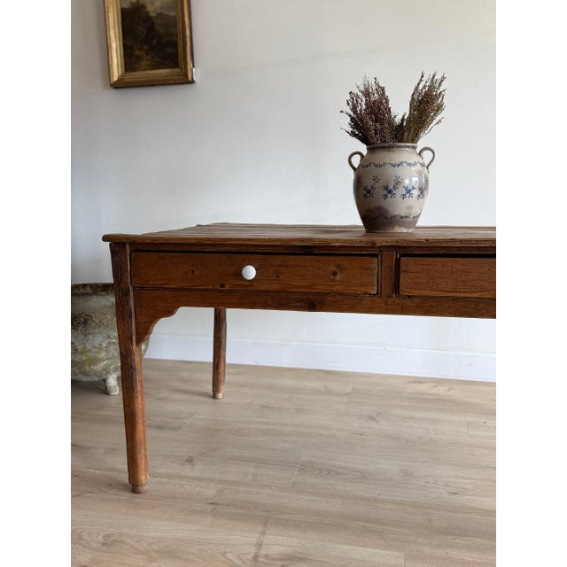19th Century English Victorian Pine Farm Table For Sale - Image 4 of 9