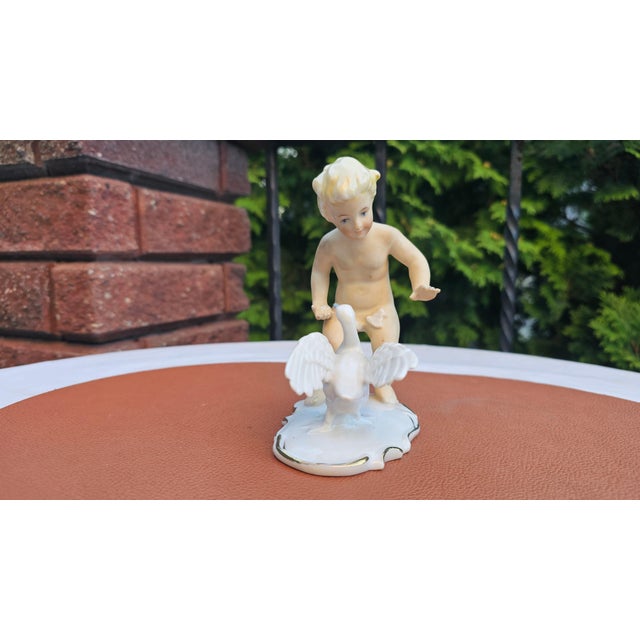 Porcelain Boy with Goose Figurine from Schaubach Kunst, 1950s For Sale - Image 11 of 11