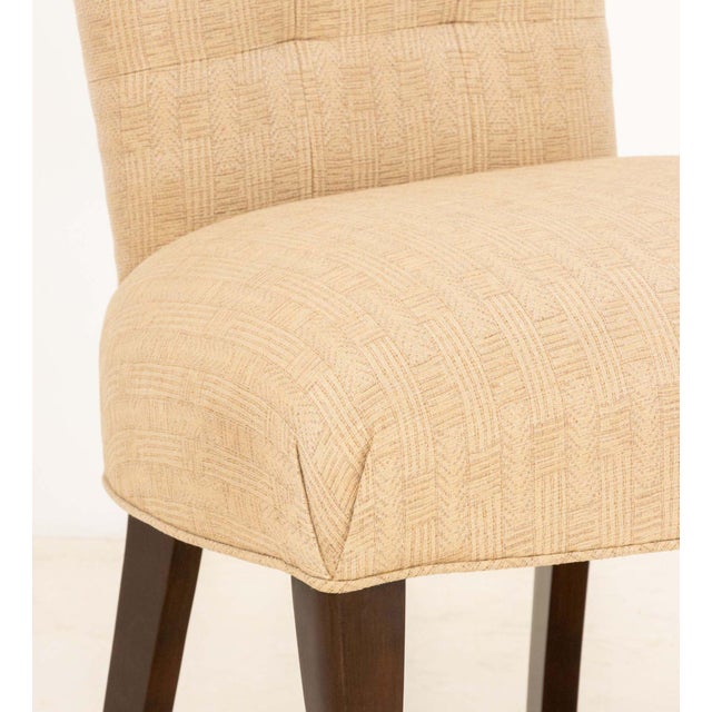 Set of Eight John Boone Tufted Beige Fabric Upholstered Dining Chairs For Sale - Image 16 of 17