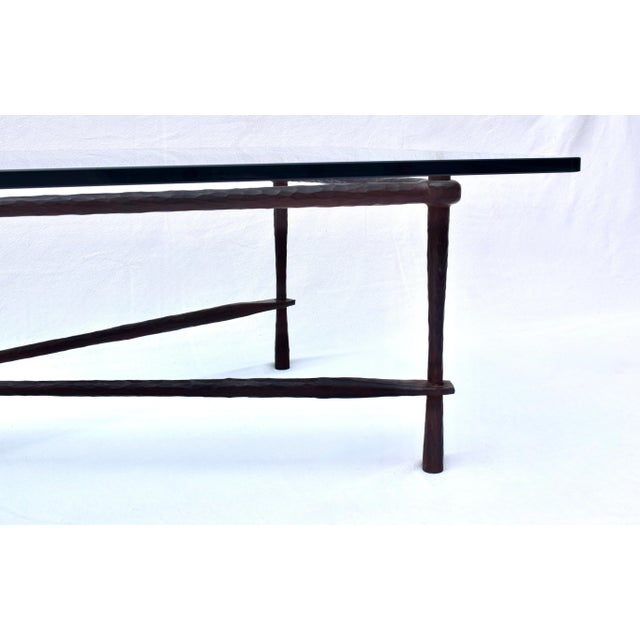 Custom American Bronze & Glass Coffee Table by Carole Gratale 20th Century For Sale - Image 11 of 14