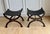 Pair of French Empire Style Hand-Wrought Iron, Brass & Black Saddle Leather Curule Stools For Sale - Image 9 of 10