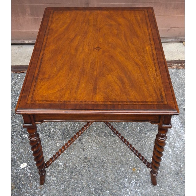 Late 20th Century Maitland-Smith Banded Mahogany Barley Twist Legs Side Table For Sale In Washington DC - Image 6 of 15