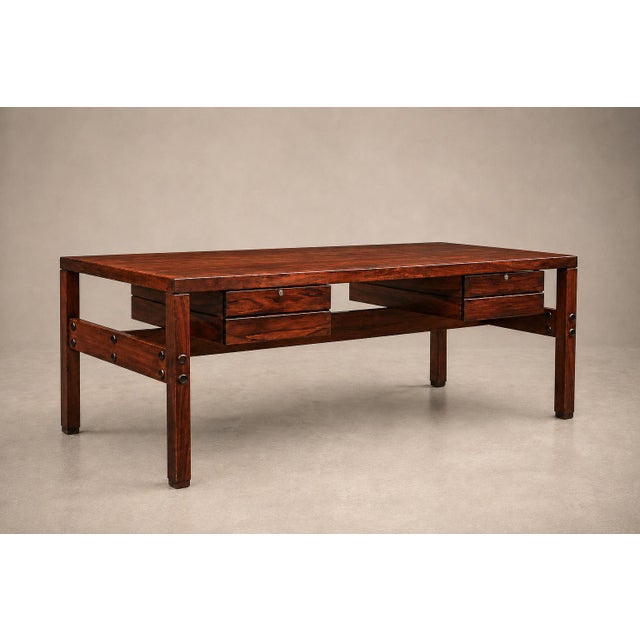 Mid-Century Modern Brazilian Modern Monumental Executive Desk in Rosewood, Sergio Rodrigues, 1959 For Sale - Image 3 of 18
