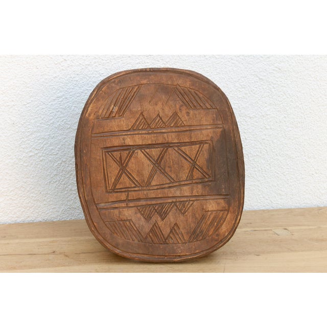 Brown Vintage African Geometric Nupe Carved Stool For Sale - Image 8 of 9