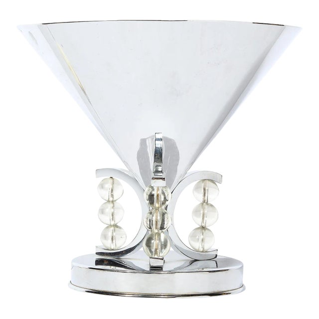 1935 Art Deco Conical Uplight Table Lamp in Chrome With Stacked Glass Ball Detailing For Sale