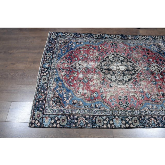 1970s Vintage Persian Handmade Wool Cotton Red Area Rug For Sale In San Francisco - Image 6 of 11