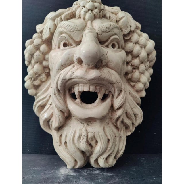 Fountain Mask with Face of Faun with Grapes in Asiago White Marble, Venice For Sale - Image 5 of 12
