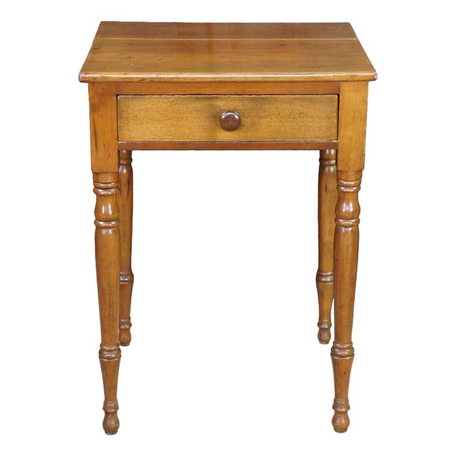 Antique 19th C. Early American Primitive Cherry Side Accent Table Nightstand 29" For Sale