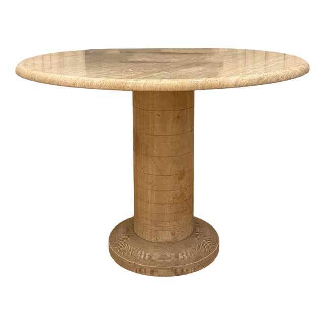 Round Travertine Marble Table For Sale