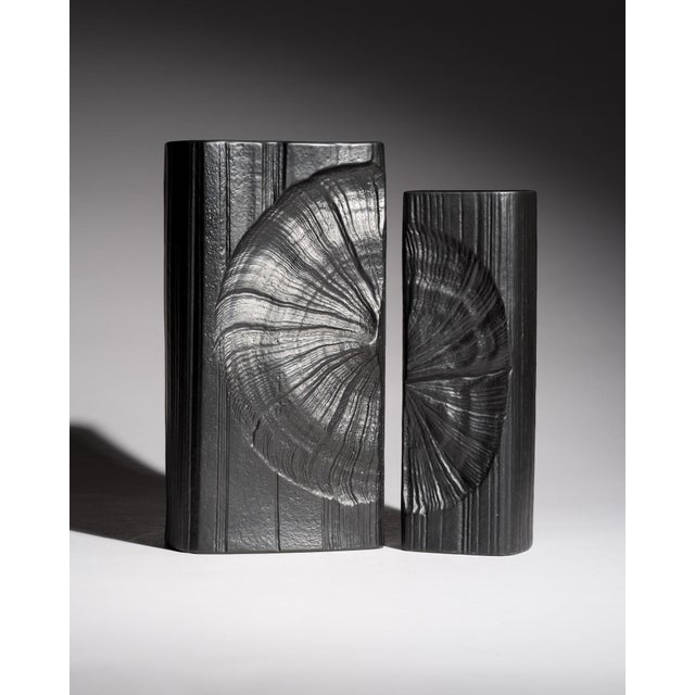 Ammoniten Porcelain Black Vases by Martin Freyer for Rosenthal, Germany, 1970s, Set of 2 For Sale - Image 16 of 16