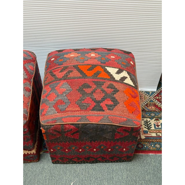 Kilim Hassock Foostools, Set of Two For Sale - Image 9 of 12