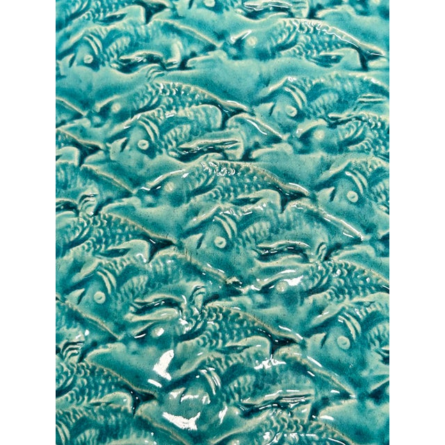 Vintage Ceramicosta Portugal Turquoise Textured Planter – Large Ceramic Cachepot For Sale - Image 4 of 8