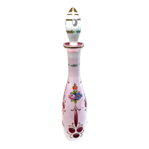 Antique Boheimian White Cut to Cranberry Decanter