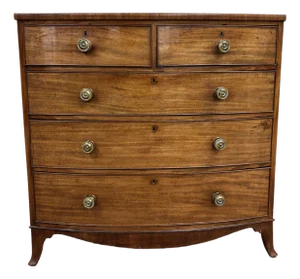 Antique Federal / Hepplewhite Style Bowfront Mahogany Chest of Drawers