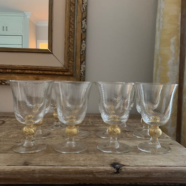 Vintage Gold Italian Murano Glass Swirl Wine Glasses Set of 10 Chairish