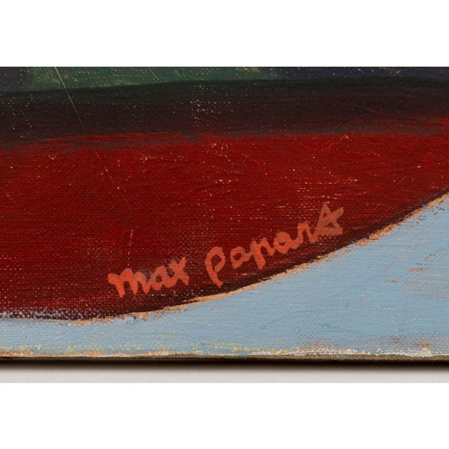 Textile Max Papart "Blue No. 2" Oil on Canvas For Sale - Image 7 of 9