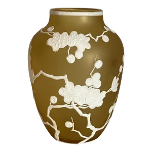 Early 20th Century Thomas Webb Cameo Yellow Glass Vase