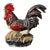 Mid 20th Century Ceramic Rooster Figurine "Abundant Harvest," Red Comb & Black Tail, Rice-Ear Base For Sale