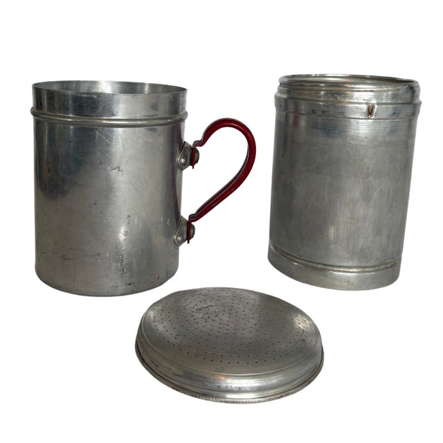 Brown Vintage French Drip Percolator and Coffee Pot in Aluminum from Reverso, 1950s, Set of 2 For Sale - Image 8 of 10