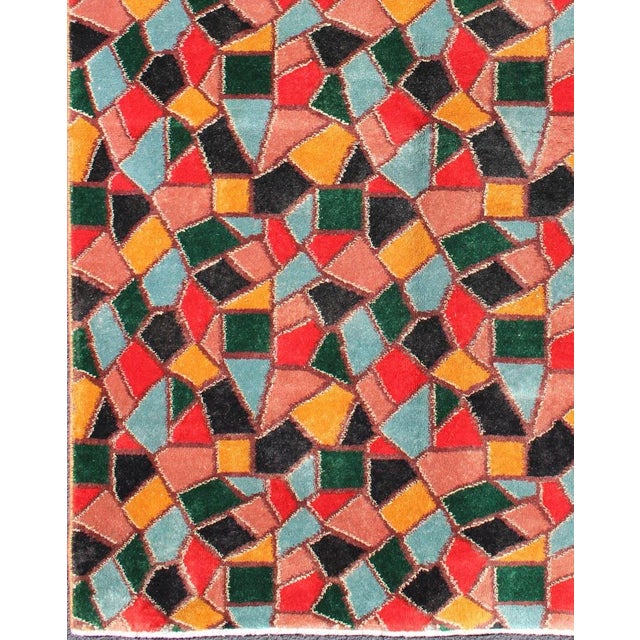 Mid-Century Modern Mid-Century Modern Design Rug Inspired by Stained Glass & Unique Complexion For Sale - Image 3 of 12