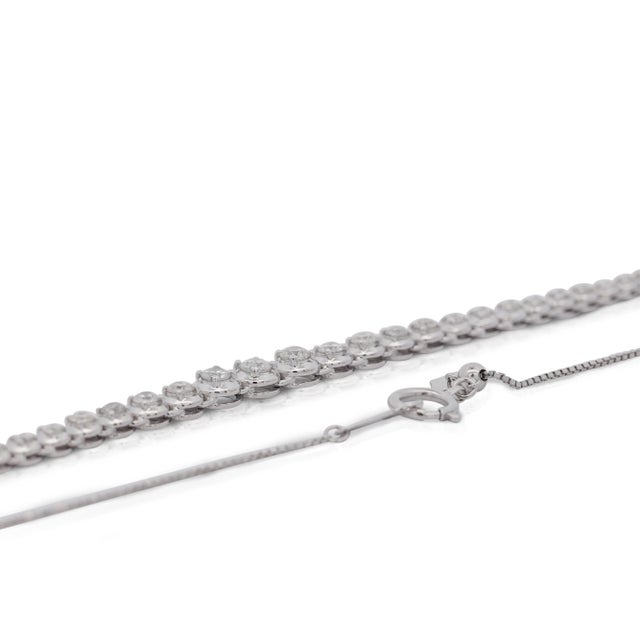 3 Carat Diamond Riviera Graduated Tennis Necklace in 18k White Gold & Platinum For Sale - Image 4 of 5