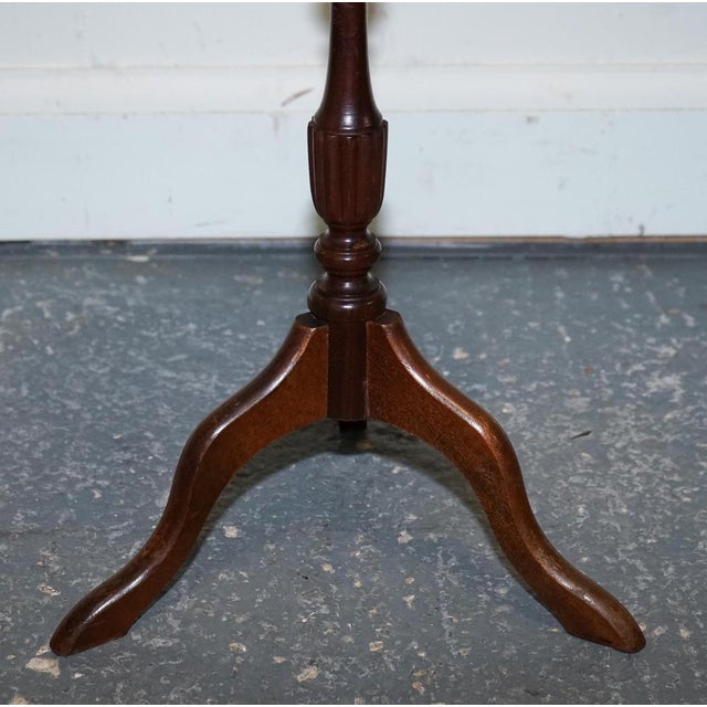 Vintage Brown Gold Leather Top Side Stand on Tripod Feet For Sale - Image 5 of 10