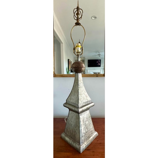 French Monumental Architectural Style French Zinc Table Lamp For Sale - Image 3 of 10
