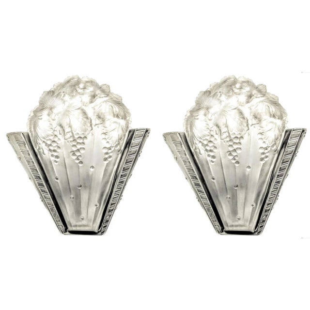 Metal French Art Deco Wall Sconces by Sabino - a Pair For Sale - Image 7 of 8