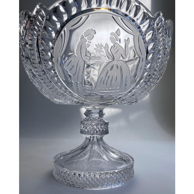 Early 20th Century "He Presenting Her Flowers" Crystal Pedestal Bowl For Sale - Image 10 of 18