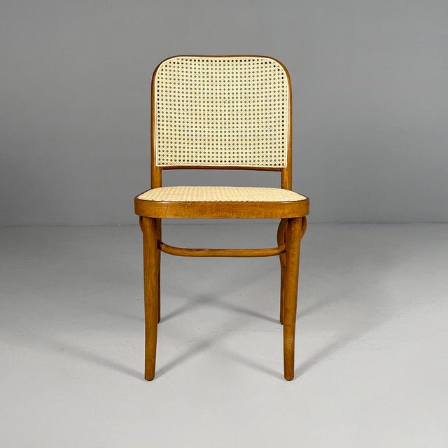 Italian Modern Beechwood and Vienna Straw Chairs, 1970s, Set of 6 For Sale - Image 3 of 18