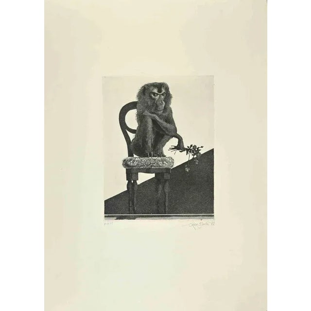 The Monkey is a Contemporary artwork realized in the 1972 by the italian artist Leo Guida. Etching on paper. Mint...