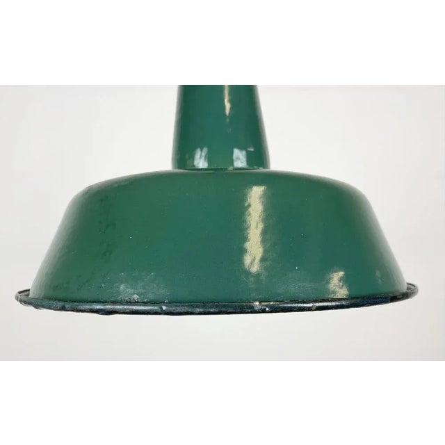 Small Industrial Green Enamel Pendant Lamp, 1960s For Sale - Image 4 of 13