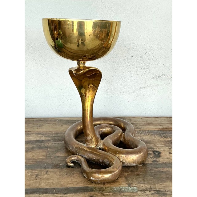 Metal Vintage Polished Brass Cobra Bowl For Sale - Image 7 of 12