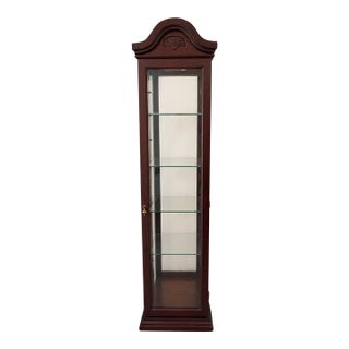 Vintage Wood Corner Curio Cabinet With Glass Shelves & Display Case For Sale