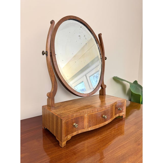 Antique Vintage Vanity Dressing Table Desk Mirror with storage drawers. Wooden framed elegant free standing table top...