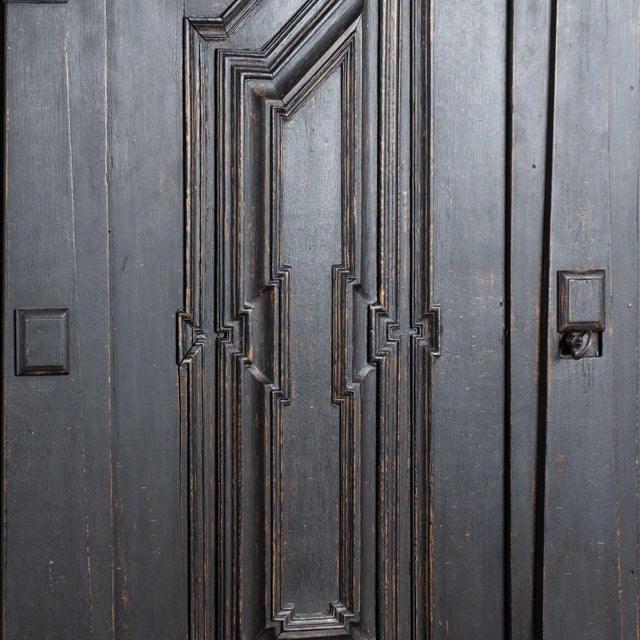 19th Century Danish Baroque Oak Large Black Painted Armoire For Sale - Image 10 of 18