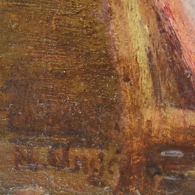 Henri-Charles Angéniol, Young Woman Sewing in the Garden, Oil on Wood, 20th Century, Framed For Sale - Image 8 of 10