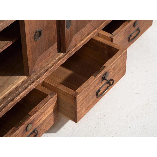 Low Antique Japanese Tansu Cabinet For Sale - Image 5 of 13