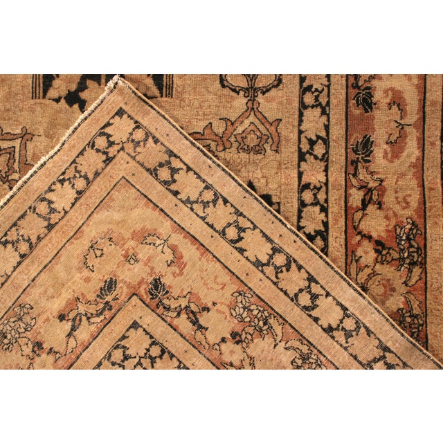 Antique Kerman Lavar Persian Rug in Black and Beige-Brown Floral Pattern For Sale In New York - Image 6 of 6