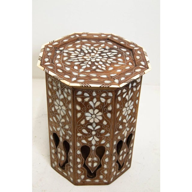Antique Moroccan Moorish Side Table With Octagonal Top and