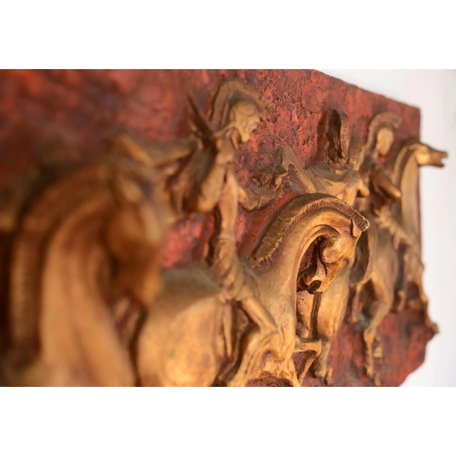 1960s Mid Century Finesse Originals J. Segura Roman Warriors and Horses Relief Wall Sculpture For Sale In San Francisco - Image 6 of 13