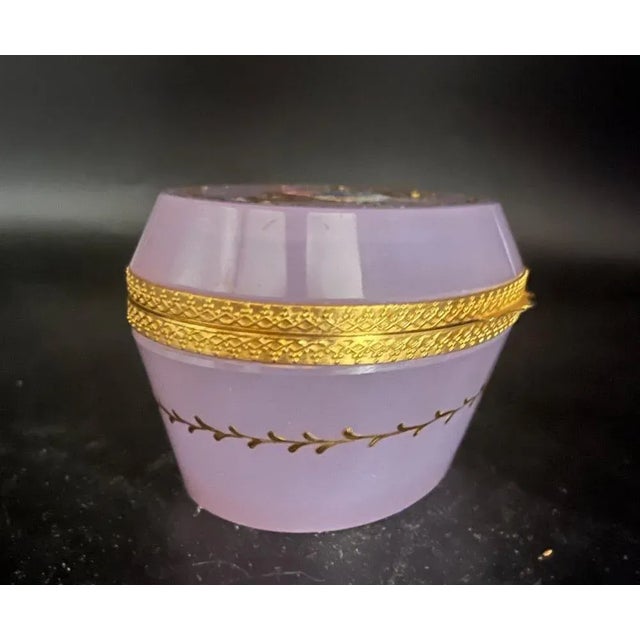 Casket with Hand Painted Cover in Opaline Glass For Sale - Image 4 of 9