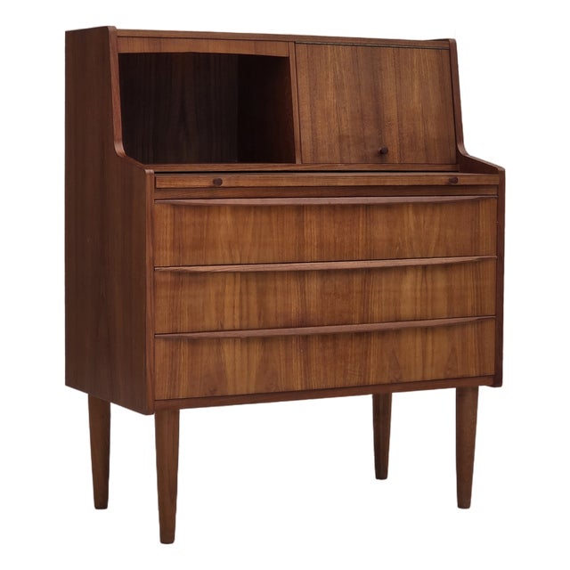 Danish Teak Chest of Drawers with Folding Mirror, 1970s For Sale
