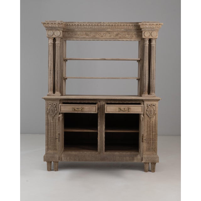 1910s Belgian Renaissance Revival Oak Cupboard With Carved Columns For Sale - Image 16 of 18